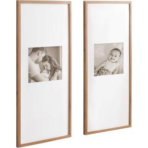 imageKate and Laurel Gallery Rectangular Panel Picture Frame Set of 2 14 x 30 matted to 8 x 10 Light Natural Modern Tall TwoPiece Photo Frame Set for Gallery Wall Decor in Living Room Wall DisplayBrown