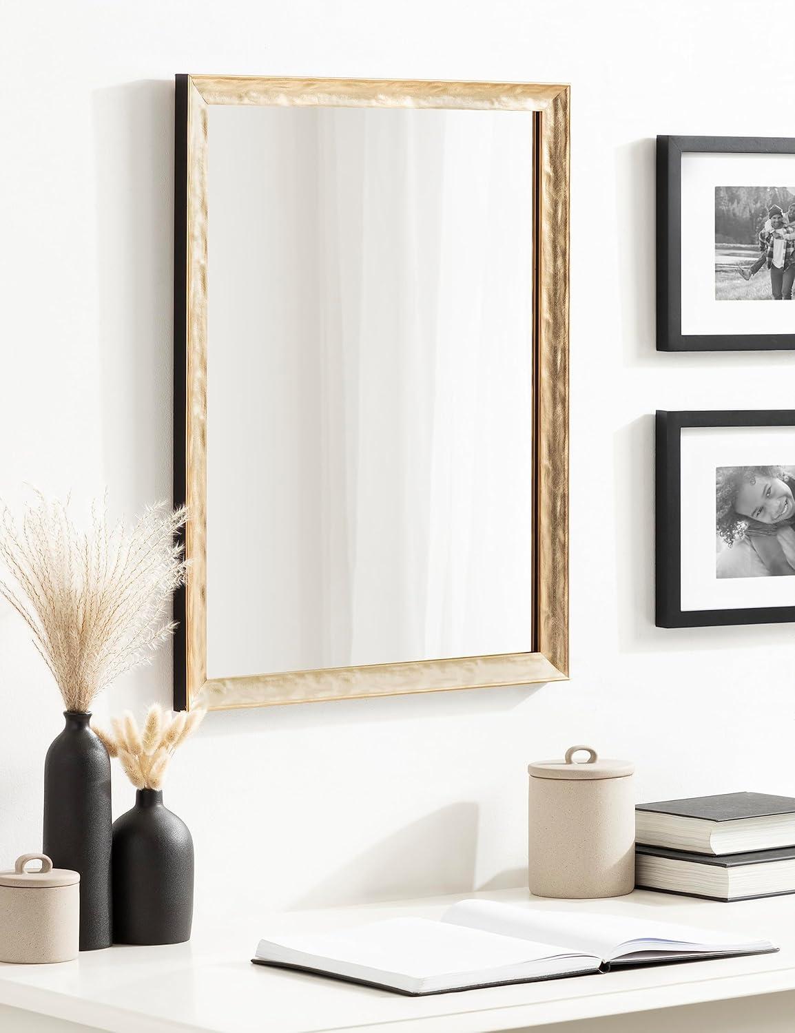 imageKate and Laurel Illiona Transitional Rectangle Wall Mirror 24 x 36 Gold Modern Glam Rectangular Statement Mirror with Metallic Finish and Textured FrameGold