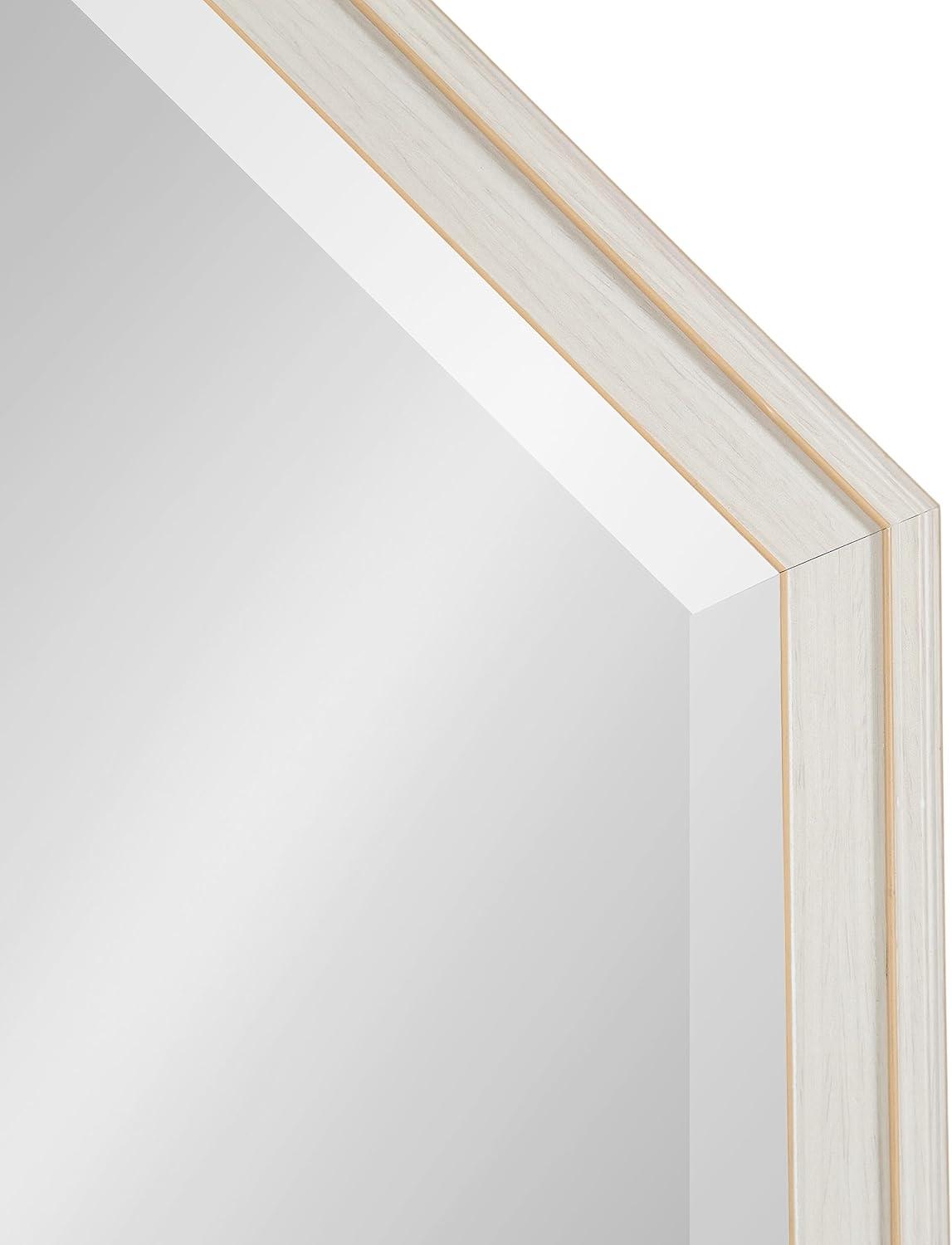 imageKate and Laurel Oakhurst Traditional Octagon Wall Mirror 28 x 28 Soft White Vintage Symmetrical Bathroom Mirror with Stepped Frame and Beveled Edge DesignWhite