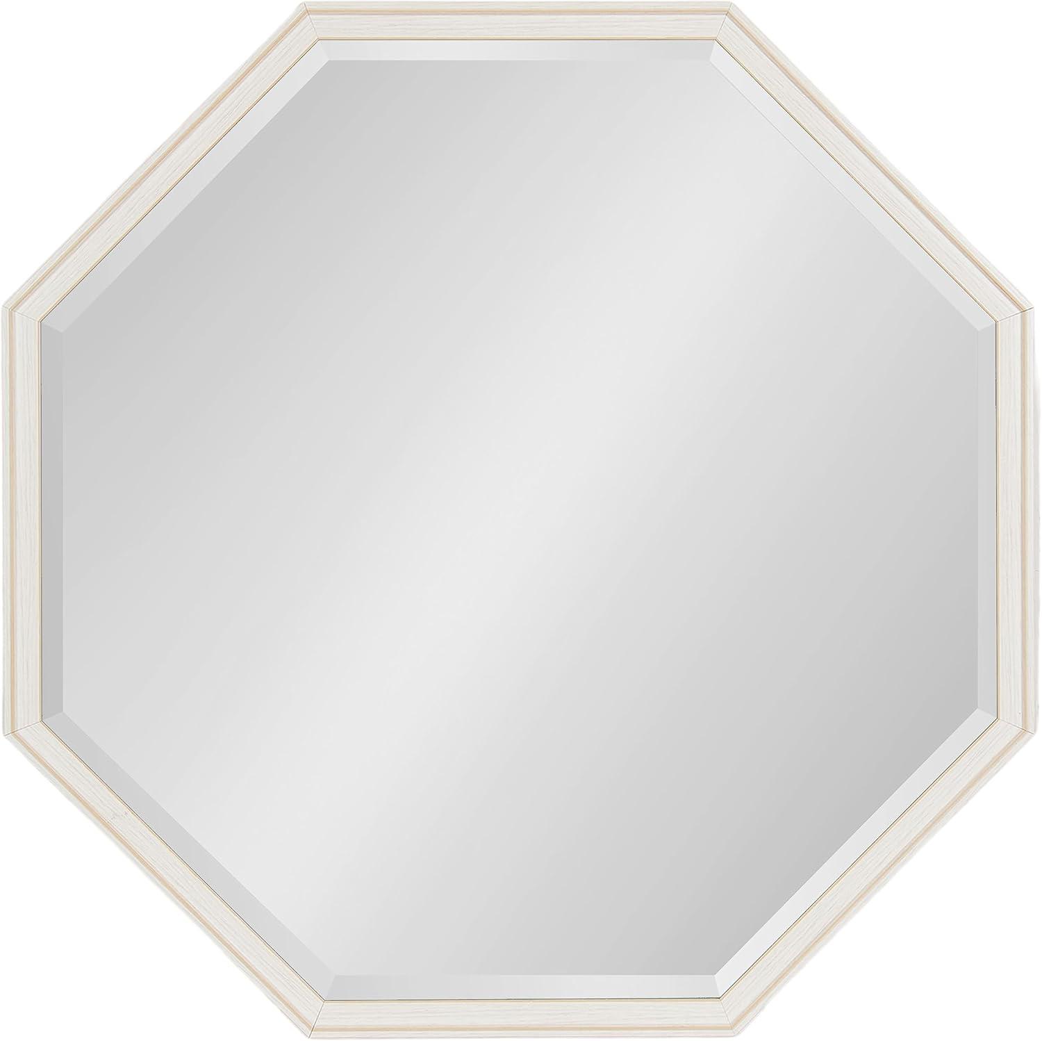 imageKate and Laurel Oakhurst Traditional Octagon Wall Mirror 28 x 28 Soft White Vintage Symmetrical Bathroom Mirror with Stepped Frame and Beveled Edge DesignWhite