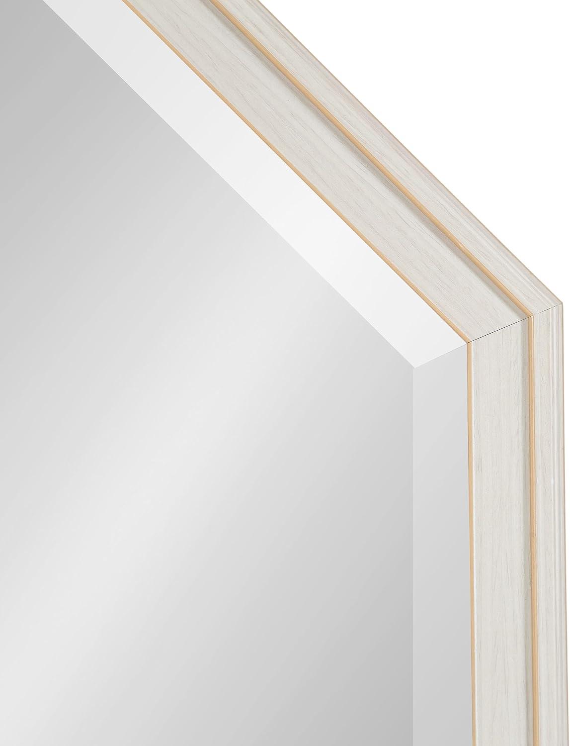 imageKate and Laurel Oakhurst Traditional Octagon Wall Mirror 28 x 28 Soft White Vintage Symmetrical Bathroom Mirror with Stepped Frame and Beveled Edge DesignWhite