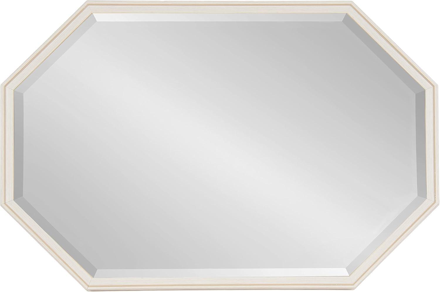 imageKate and Laurel Oakhurst Traditional Octagon Wall Mirror 28 x 28 Soft White Vintage Symmetrical Bathroom Mirror with Stepped Frame and Beveled Edge DesignWhite