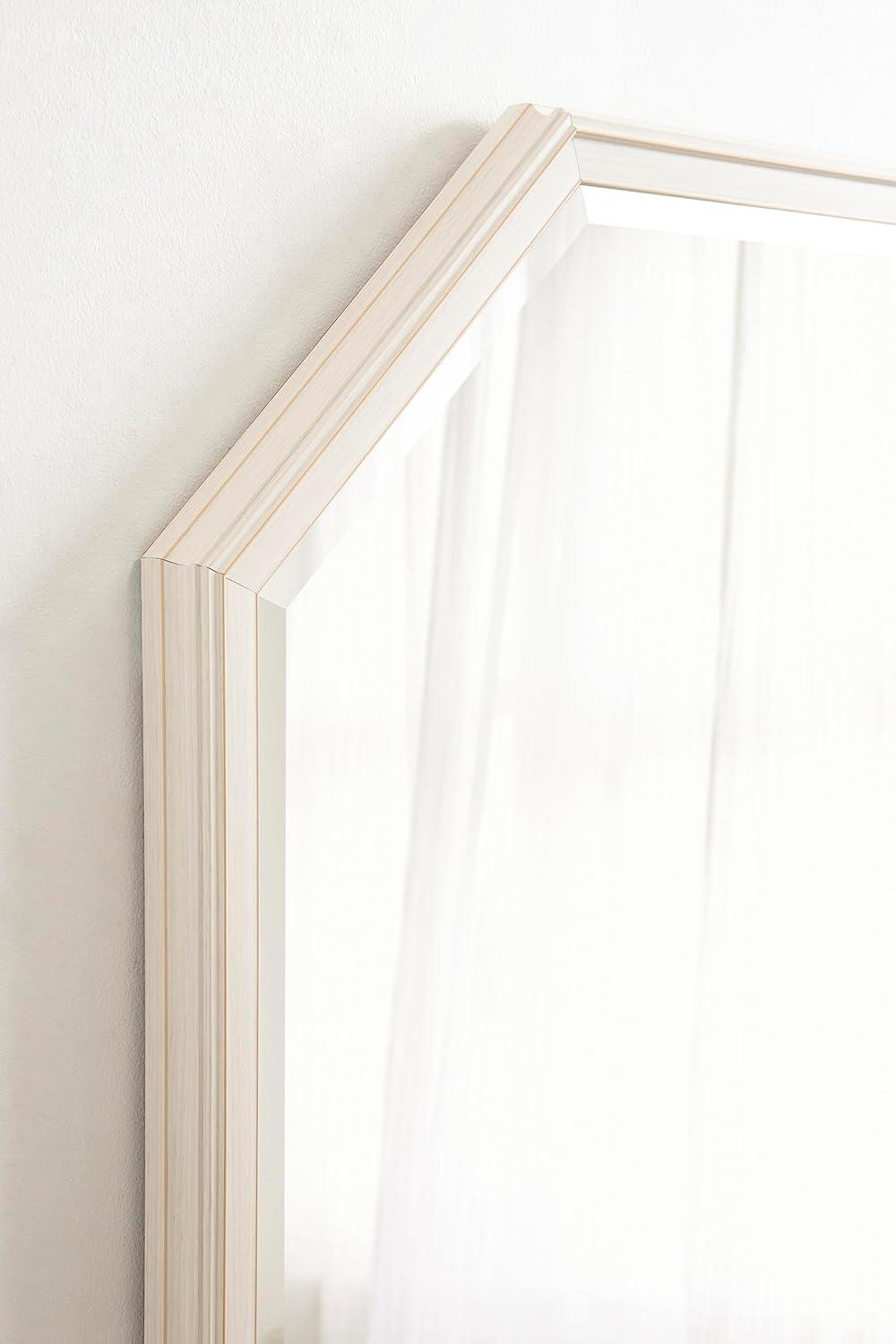 imageKate and Laurel Oakhurst Traditional Octagon Wall Mirror 28 x 28 Soft White Vintage Symmetrical Bathroom Mirror with Stepped Frame and Beveled Edge DesignWhite