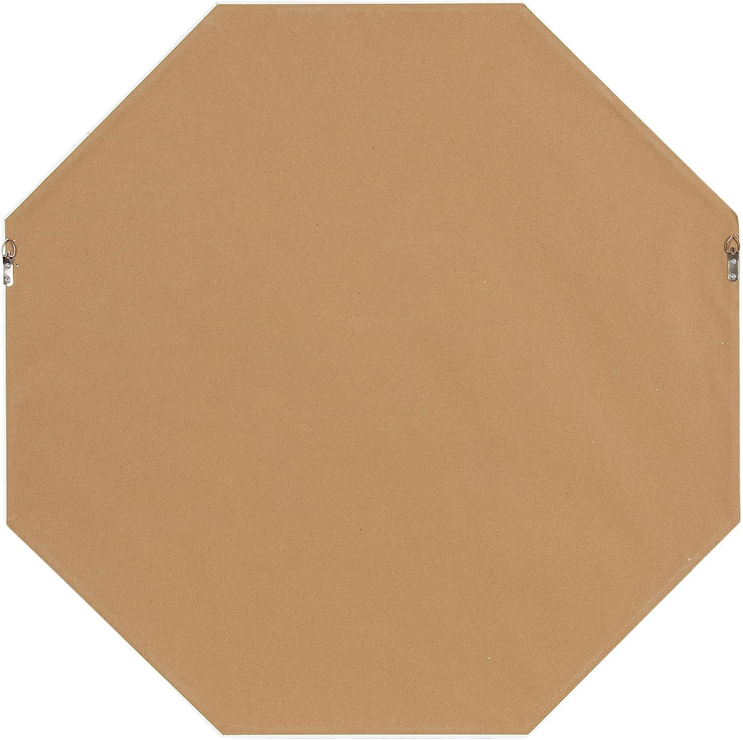 imageKate and Laurel Oakhurst Traditional Octagon Wall Mirror 28 x 28 Soft White Vintage Symmetrical Bathroom Mirror with Stepped Frame and Beveled Edge DesignWhite