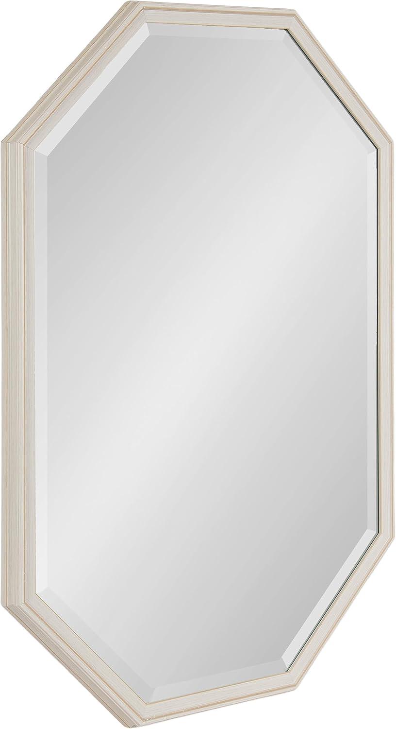 imageKate and Laurel Oakhurst Traditional Octagon Wall Mirror 28 x 28 Soft White Vintage Symmetrical Bathroom Mirror with Stepped Frame and Beveled Edge DesignWhite