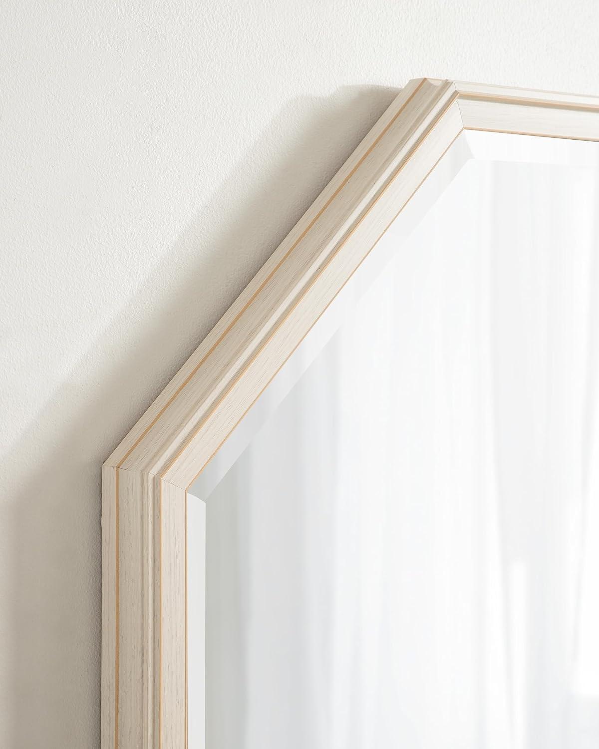 imageKate and Laurel Oakhurst Traditional Octagon Wall Mirror 28 x 28 Soft White Vintage Symmetrical Bathroom Mirror with Stepped Frame and Beveled Edge DesignWhite