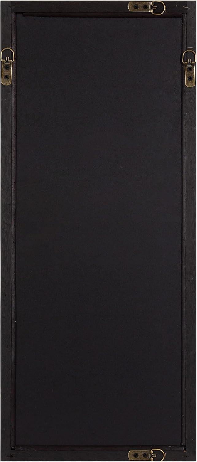 imageKate and Laurel Spechett Windowpane Rectangle Wall Mirror 13 x 30 Walnut Brown Framed Decorative Rectangular Mirror with Natural Geometric Iron Overlay and Tall Frame