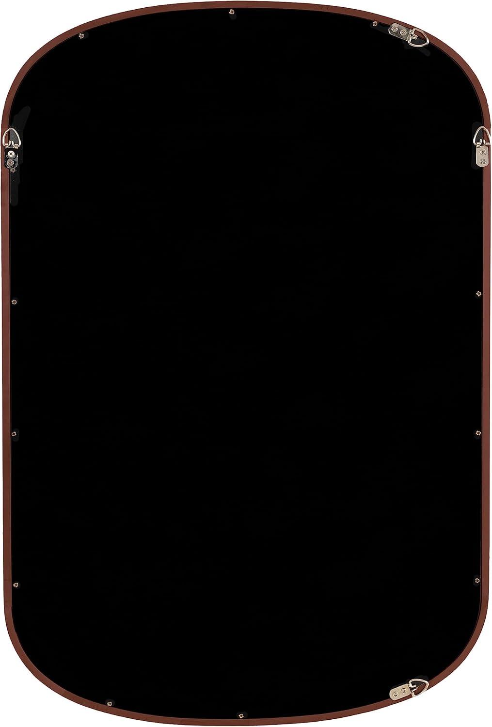 imageKate and Laurel Talma Modern Arched Oval Wall Mirror 24 x 36 Rustic Brown Transitional Capsule Wall Accent with Solid Poplar Wood Frame for Use as Bathroom Mirror for Over SinkWalnut Brown