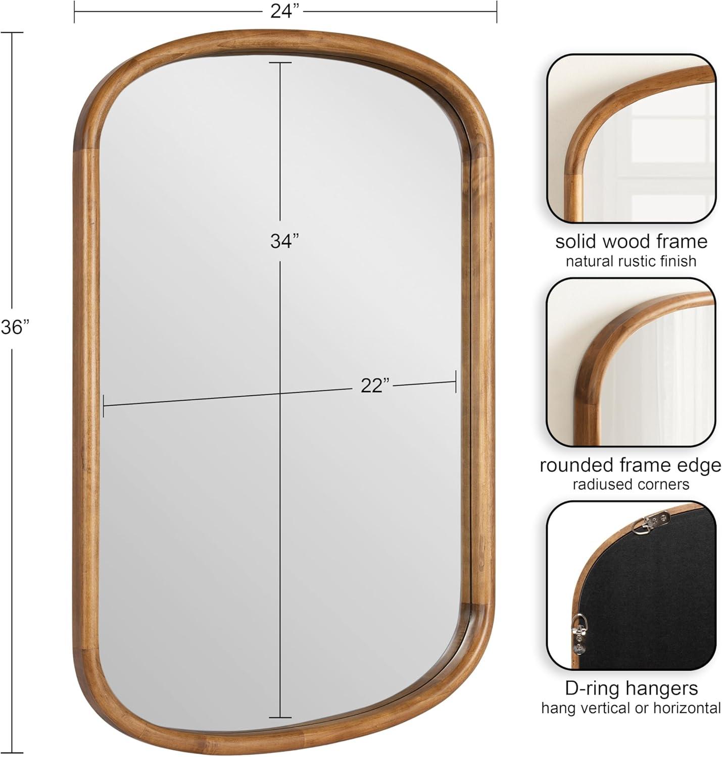 imageKate and Laurel Talma Modern Arched Oval Wall Mirror 24 x 36 Rustic Brown Transitional Capsule Wall Accent with Solid Poplar Wood Frame for Use as Bathroom Mirror for Over SinkRustic Brown