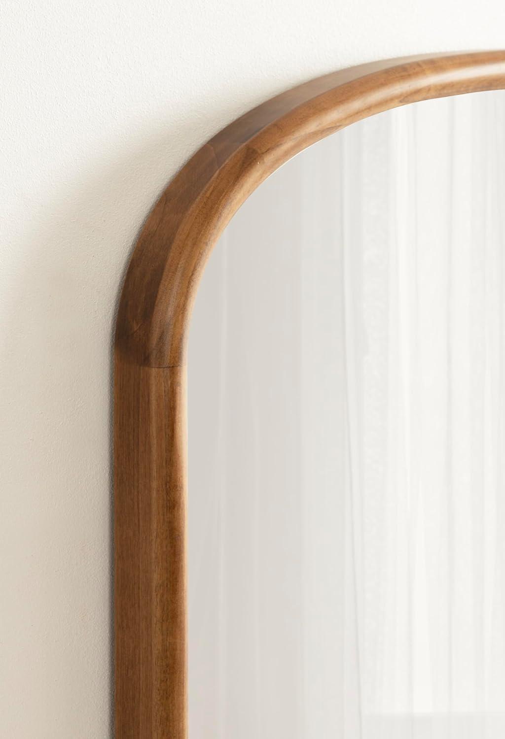 imageKate and Laurel Talma Modern Arched Oval Wall Mirror 24 x 36 Rustic Brown Transitional Capsule Wall Accent with Solid Poplar Wood Frame for Use as Bathroom Mirror for Over SinkRustic Brown