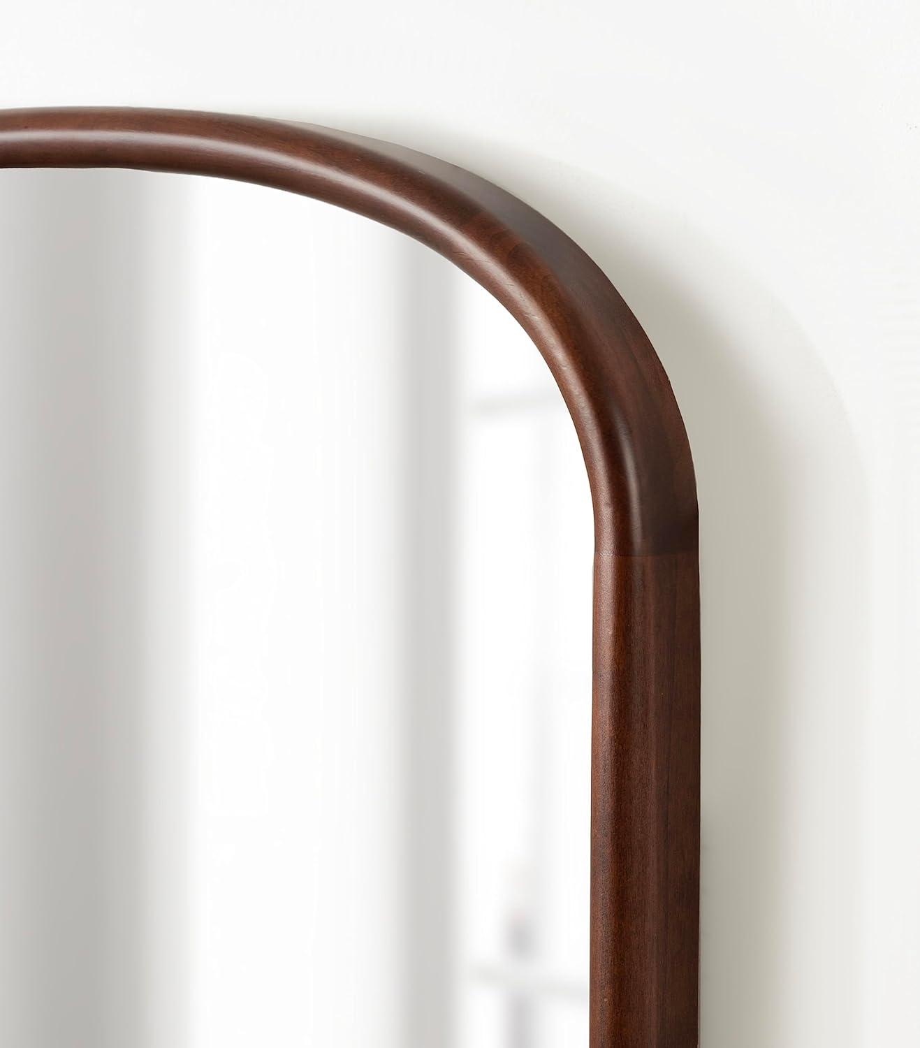 imageKate and Laurel Talma Modern Arched Oval Wall Mirror 24 x 36 Rustic Brown Transitional Capsule Wall Accent with Solid Poplar Wood Frame for Use as Bathroom Mirror for Over SinkWalnut Brown