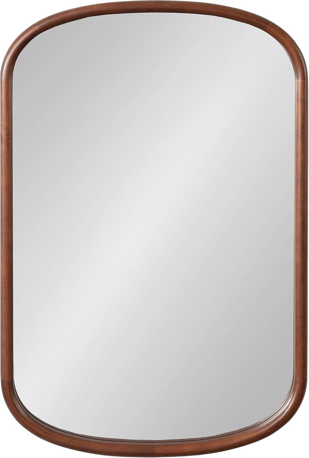imageKate and Laurel Talma Modern Arched Oval Wall Mirror 24 x 36 Rustic Brown Transitional Capsule Wall Accent with Solid Poplar Wood Frame for Use as Bathroom Mirror for Over SinkWalnut Brown