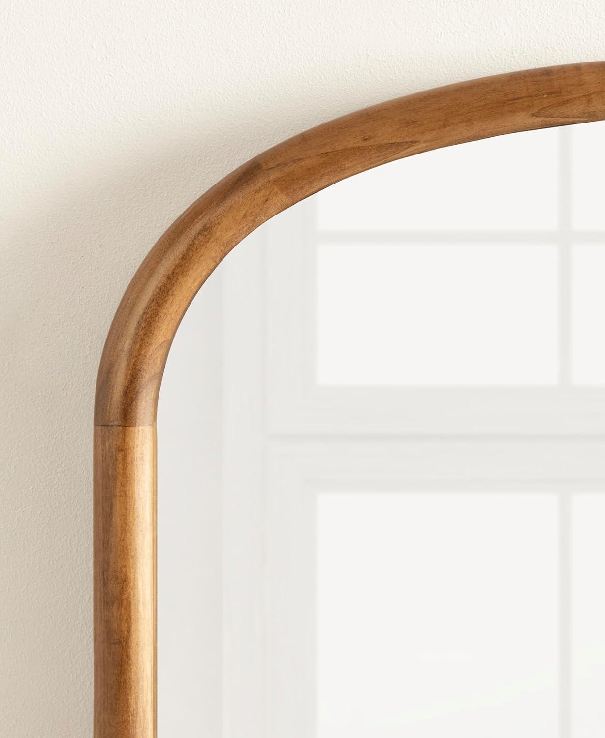 imageKate and Laurel Talma Modern Arched Oval Wall Mirror 24 x 36 Rustic Brown Transitional Capsule Wall Accent with Solid Poplar Wood Frame for Use as Bathroom Mirror for Over SinkRustic Brown