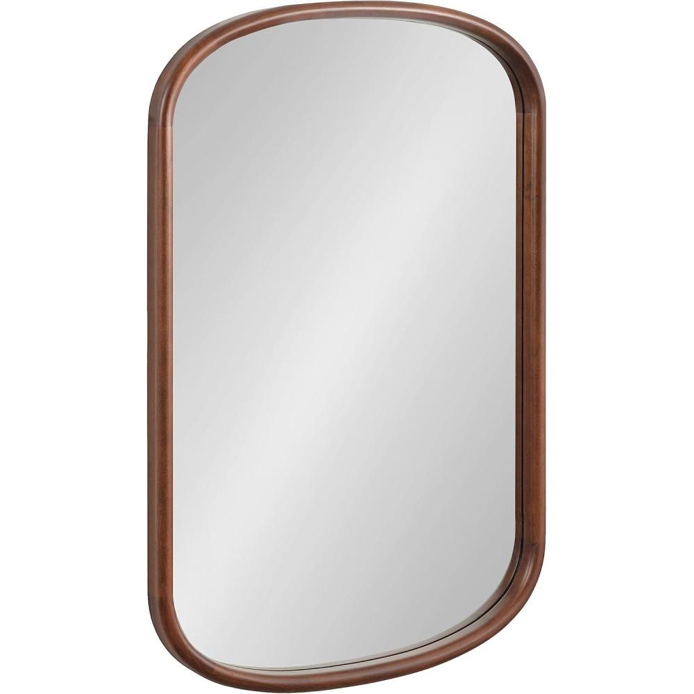 imageKate and Laurel Talma Modern Arched Oval Wall Mirror 24 x 36 Rustic Brown Transitional Capsule Wall Accent with Solid Poplar Wood Frame for Use as Bathroom Mirror for Over SinkWalnut Brown