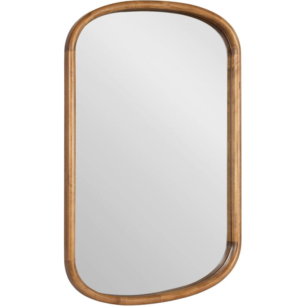 imageKate and Laurel Talma Modern Arched Oval Wall Mirror 24 x 36 Rustic Brown Transitional Capsule Wall Accent with Solid Poplar Wood Frame for Use as Bathroom Mirror for Over SinkRustic Brown