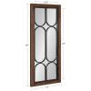 imageKate and Laurel Spechett Windowpane Rectangle Wall Mirror 13 x 30 Walnut Brown Framed Decorative Rectangular Mirror with Natural Geometric Iron Overlay and Tall Frame