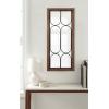 imageKate and Laurel Spechett Windowpane Rectangle Wall Mirror 13 x 30 Walnut Brown Framed Decorative Rectangular Mirror with Natural Geometric Iron Overlay and Tall Frame