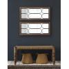 imageKate and Laurel Spechett Windowpane Rectangle Wall Mirror 13 x 30 Walnut Brown Framed Decorative Rectangular Mirror with Natural Geometric Iron Overlay and Tall Frame