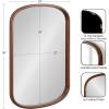 imageKate and Laurel Talma Modern Arched Oval Wall Mirror 24 x 36 Rustic Brown Transitional Capsule Wall Accent with Solid Poplar Wood Frame for Use as Bathroom Mirror for Over SinkWalnut Brown
