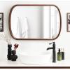 imageKate and Laurel Talma Modern Arched Oval Wall Mirror 24 x 36 Rustic Brown Transitional Capsule Wall Accent with Solid Poplar Wood Frame for Use as Bathroom Mirror for Over SinkWalnut Brown