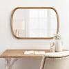 imageKate and Laurel Talma Modern Arched Oval Wall Mirror 24 x 36 Rustic Brown Transitional Capsule Wall Accent with Solid Poplar Wood Frame for Use as Bathroom Mirror for Over SinkRustic Brown