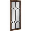 imageKate and Laurel Spechett Windowpane Rectangle Wall Mirror 13 x 30 Walnut Brown Framed Decorative Rectangular Mirror with Natural Geometric Iron Overlay and Tall Frame