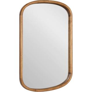 imageKate and Laurel Talma Modern Arched Oval Wall Mirror 24 x 36 Rustic Brown Transitional Capsule Wall Accent with Solid Poplar Wood Frame for Use as Bathroom Mirror for Over SinkRustic Brown