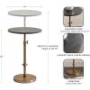 imageKate and Laurel Engles Traditional AdjustableHeight Pedestal Side Table 14 x 14 x 30 Black Marble and Antique Brass Vintage Round End Table for Use as Indoor Plant Stand with Authentic Marble TopBlackGold
