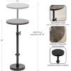 imageKate and Laurel Engles Traditional AdjustableHeight Pedestal Side Table 14 x 14 x 30 Black Marble and Antique Brass Vintage Round End Table for Use as Indoor Plant Stand with Authentic Marble TopBrownBlack