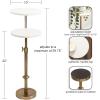 imageKate and Laurel Engles Traditional AdjustableHeight Pedestal Side Table 14 x 14 x 30 Black Marble and Antique Brass Vintage Round End Table for Use as Indoor Plant Stand with Authentic Marble TopGold