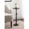 imageKate and Laurel Engles Traditional AdjustableHeight Pedestal Side Table 14 x 14 x 30 Black Marble and Antique Brass Vintage Round End Table for Use as Indoor Plant Stand with Authentic Marble TopBrownBlack