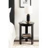 imageKate and Laurel Foxford Tiered Round Side Table 16 x 16 x 23 Walnut Brown Transitional TwoTier Circle Nightstand Table with Storage and Resilient Wood Construction for Bedroom DecorBlack