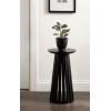 imageKate and Laurel Klarc Modern Slatted Wood Round Drink Table 12 x 12 x 22 Walnut Brown Circle Pedestal Table for Use as Bedroom Nightstand Indoor Plant Stand or Decorative Living Room AccentBlack
