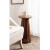 imageKate and Laurel Klarc Modern Slatted Wood Round Drink Table 12 x 12 x 22 Walnut Brown Circle Pedestal Table for Use as Bedroom Nightstand Indoor Plant Stand or Decorative Living Room AccentWalnut Brown