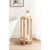 imageKate and Laurel Rafina Round Rattan Drink Table 13 x 13 x 28 Natural Brown Transitional Boho Circle Wooden Accent Pedestal Table for Indoor Plant Stand or Living Room Decor Accent