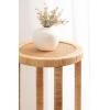 imageKate and Laurel Rafina Round Rattan Drink Table 13 x 13 x 28 Natural Brown Transitional Boho Circle Wooden Accent Pedestal Table for Indoor Plant Stand or Living Room Decor Accent