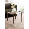 imageKate and Laurel Santoro Modern Floating Glass Round Coffee Table 28 x 26 x 18 Black Transitional Circle Living Room Table with Tempered Glass Tabletop and Mango Wood LegsWalnut Brown