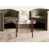 imageKate and Laurel Santoro Modern Floating Glass Round Coffee Table 28 x 26 x 18 Black Transitional Circle Living Room Table with Tempered Glass Tabletop and Mango Wood LegsWalnut Brown