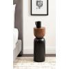 imageKate and Laurel Teo Transitional Round Mango Wood Drink Table 8 x 8 x 22 Walnut Brown and Black Modern Sculptural Bedroom Nightstand with Unique Pedestal Table Design for Use as Indoor Plant StandBlackWalnut Brown