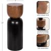 imageKate and Laurel Teo Transitional Round Mango Wood Drink Table 8 x 8 x 22 Walnut Brown and Black Modern Sculptural Bedroom Nightstand with Unique Pedestal Table Design for Use as Indoor Plant StandBlackWalnut Brown