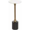 imageKate and Laurel Nisha Traditional Marble Round Drink Table 10 x 10 x 22 White Marble Antique Brass and Dark Brown Vintage Mango Wood Circle Mini Table for Use as Plant Stand or Living Room DecorGoldBlack