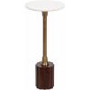 imageKate and Laurel Nisha Traditional Marble Round Drink Table 10 x 10 x 22 White Marble Antique Brass and Dark Brown Vintage Mango Wood Circle Mini Table for Use as Plant Stand or Living Room DecorBrownGold