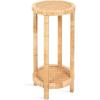 imageKate and Laurel Rafina Round Rattan Drink Table 13 x 13 x 28 Natural Brown Transitional Boho Circle Wooden Accent Pedestal Table for Indoor Plant Stand or Living Room Decor Accent