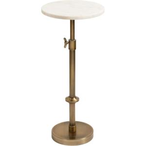 imageKate and Laurel Engles Traditional AdjustableHeight Pedestal Side Table 14 x 14 x 30 Black Marble and Antique Brass Vintage Round End Table for Use as Indoor Plant Stand with Authentic Marble TopGold