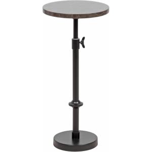 imageKate and Laurel Engles Traditional AdjustableHeight Pedestal Side Table 14 x 14 x 30 Black Marble and Antique Brass Vintage Round End Table for Use as Indoor Plant Stand with Authentic Marble TopBrownBlack