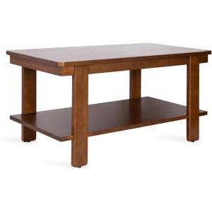 imageKate and Laurel Foxford Modern Tiered Rectangle Coffee Table 36 x 20 x 19 Black Transitional Rectangular TwoTier Living Room Table with Storage Shelf and Resilient Wood ConstructionWalnut Brown