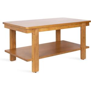 imageKate and Laurel Foxford Modern Tiered Rectangle Coffee Table 36 x 20 x 19 Black Transitional Rectangular TwoTier Living Room Table with Storage Shelf and Resilient Wood ConstructionNatural