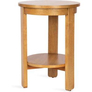 imageKate and Laurel Foxford Tiered Round Side Table 16 x 16 x 23 Walnut Brown Transitional TwoTier Circle Nightstand Table with Storage and Resilient Wood Construction for Bedroom DecorNatural