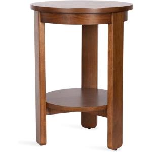 imageKate and Laurel Foxford Tiered Round Side Table 16 x 16 x 23 Walnut Brown Transitional TwoTier Circle Nightstand Table with Storage and Resilient Wood Construction for Bedroom DecorWalnut Brown
