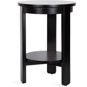 imageKate and Laurel Foxford Tiered Round Side Table 16 x 16 x 23 Walnut Brown Transitional TwoTier Circle Nightstand Table with Storage and Resilient Wood Construction for Bedroom DecorBlack